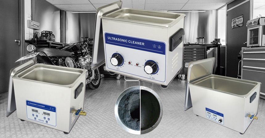 Maquinas de limpieza por ultrasonidos limpiando motor